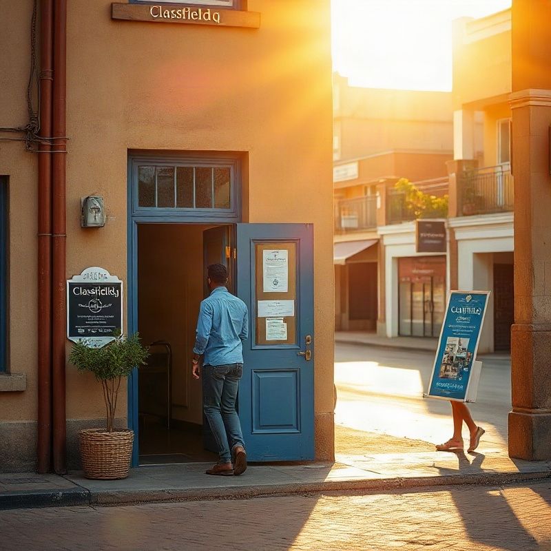 The Classfieldq entrance on Kenyatta Street, Kitale, in warm afternoon light